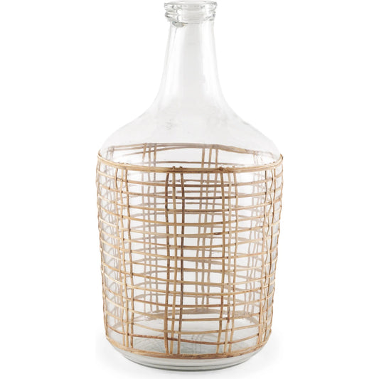 Troian Bottle by Mercana in clear. Made from glass in a rustic style.