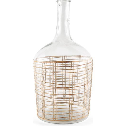 Troian Bottle by Mercana in clear. Made from glass in a rustic style.
