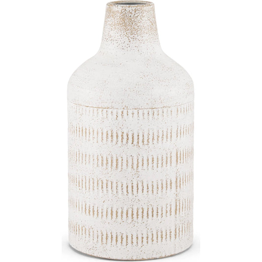 Tisha Vase by Mercana in white. Made from metal in a unique style.