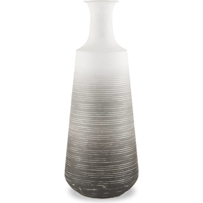 Toru Vase by Mercana in gray, white. Made from metal in a modern style.