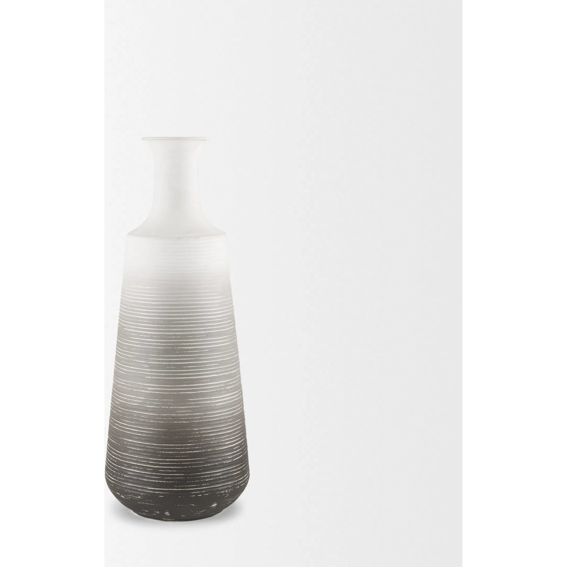 Toru Vase by Mercana in gray, white. Made from metal in a modern style.