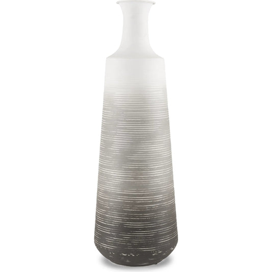 Toru Vase by Mercana in gray, white. Made from metal in a unique style.