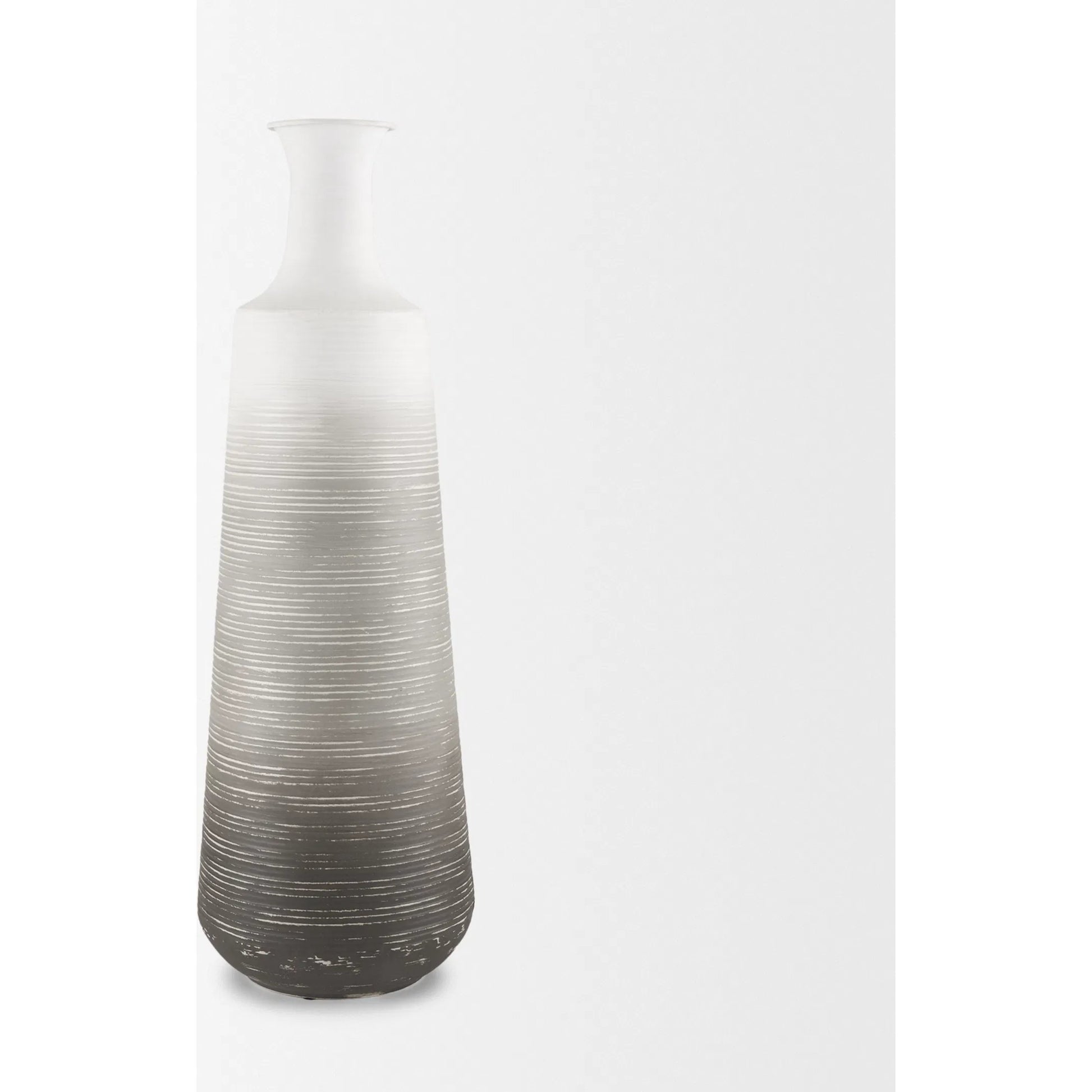 Toru Vase by Mercana in gray, white. Made from metal in a modern style.