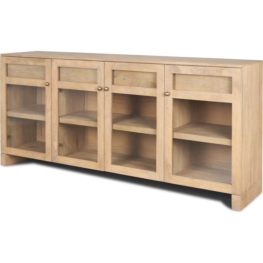 Suri Sideboard by Mercana in light brown. Made from solid wood in a unique style.