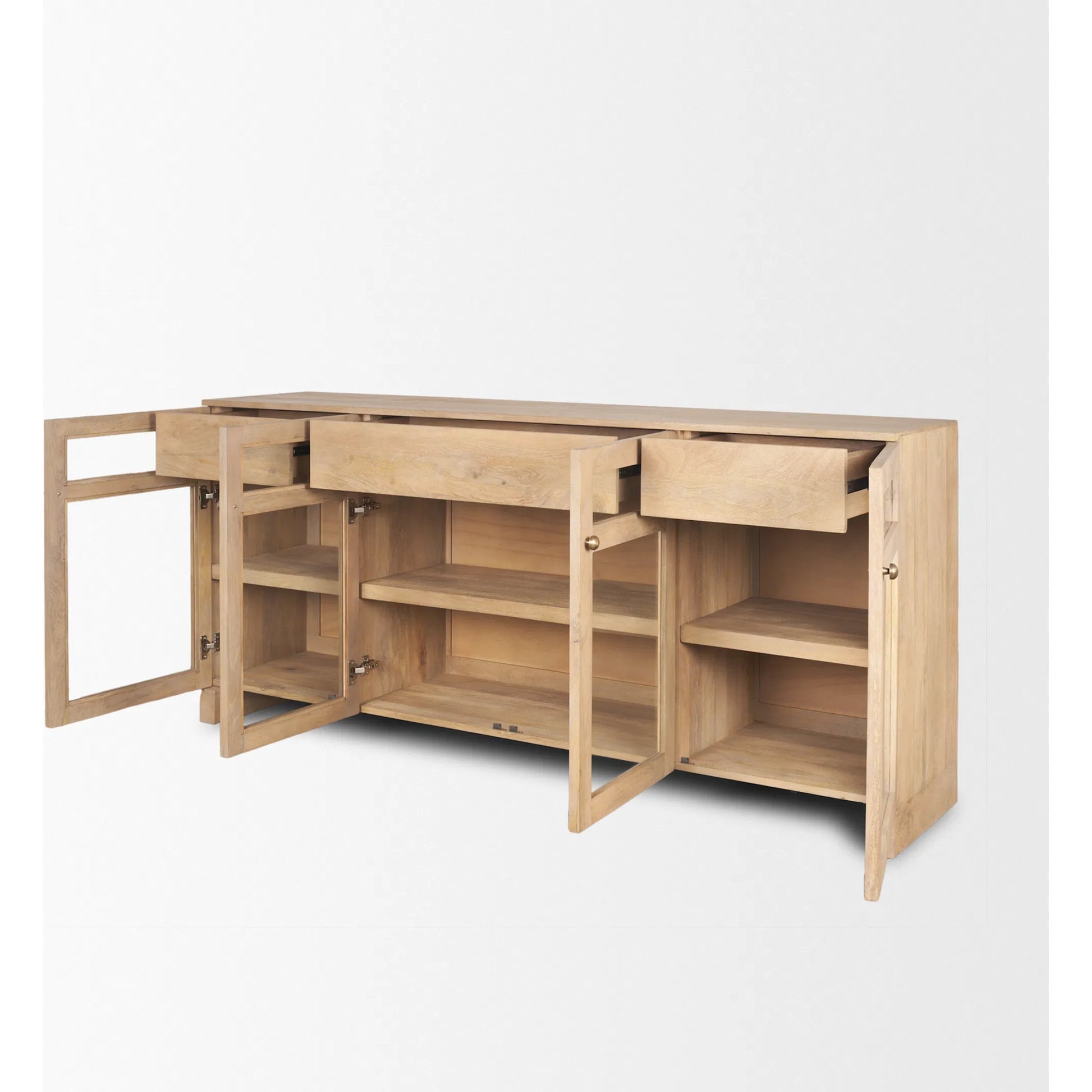 Suri Sideboard by Mercana in light brown. Made from solid wood in a transitional style.
