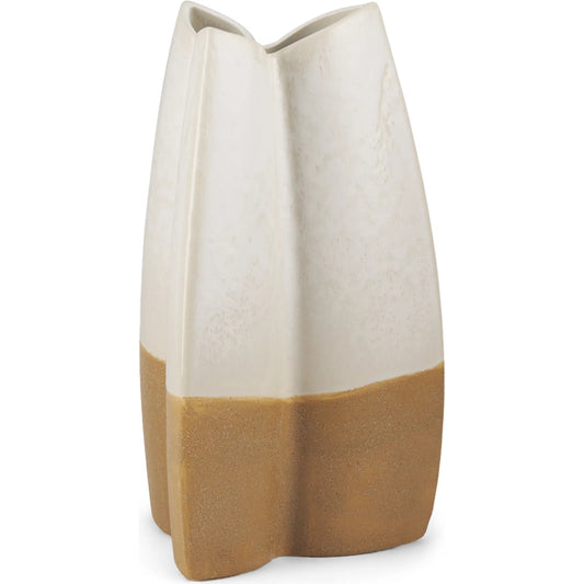 Vania Vase by Mercana in cream, tan. Made from ceramic in a unique style.