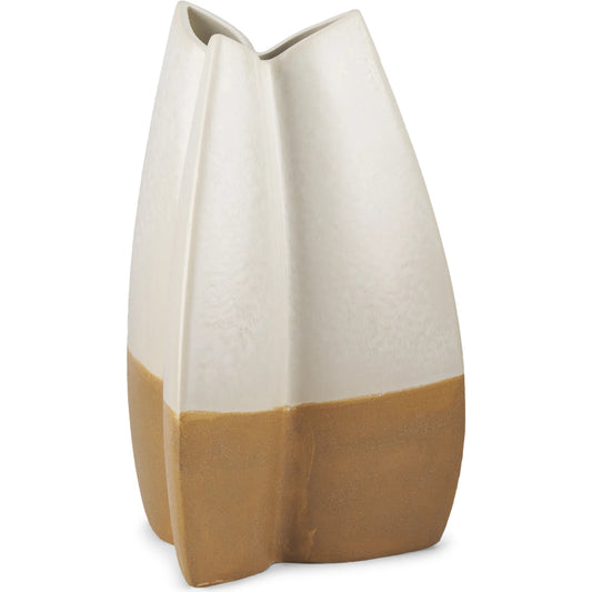 Vania Vase by Mercana in cream, tan. Made from ceramic in a unique style.