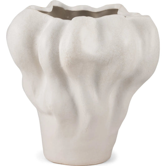 Vanna Sculptural Vase by Mercana in cream. Made from ceramic in a unique style.