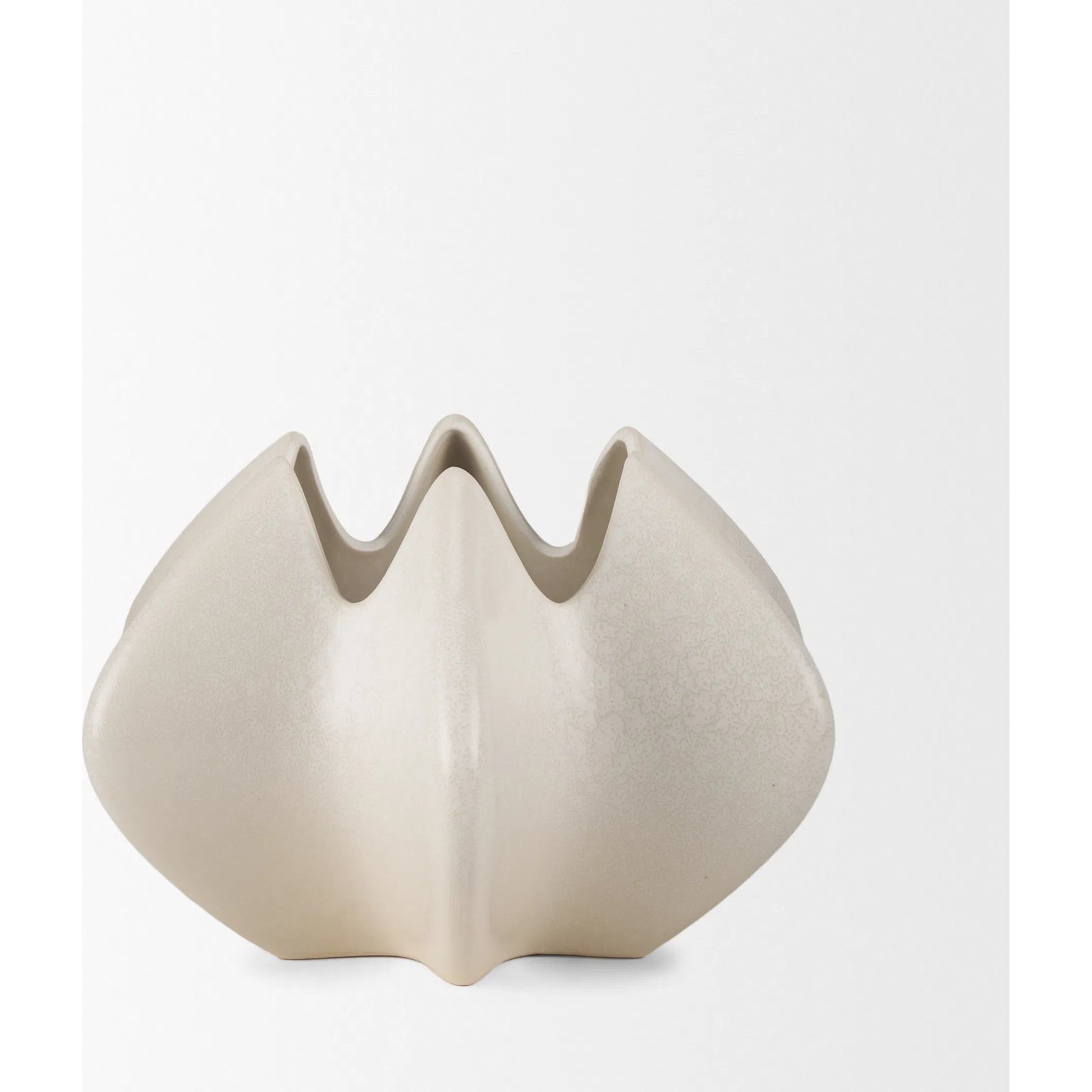 Ulrich Sculptural Vase by Mercana in cream. Made from ceramic in a modern style.