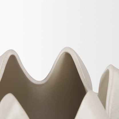 Ulrich Sculptural Vase by Mercana in cream. Made from ceramic in a modern style.