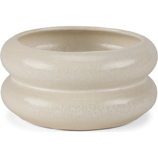 Twyla Glazed Ring Pot by Mercana in cream. Made from ceramic in a unique style.