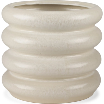 Twyla Glazed Floor Vase by Mercana in cream. Made from ceramic in a modern style.