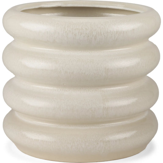 Twyla Glazed Floor Vase by Mercana in cream. Made from ceramic in a modern style.