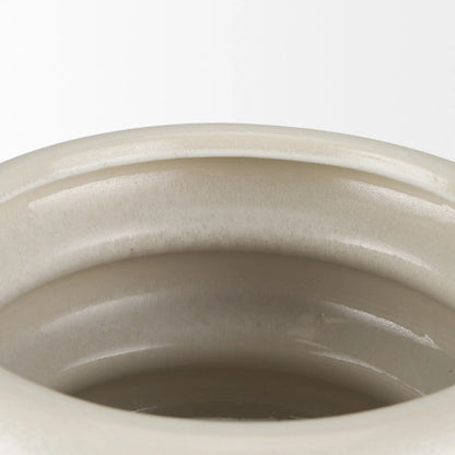 Twyla Glazed Floor Vase by Mercana in cream. Made from ceramic in a modern style.