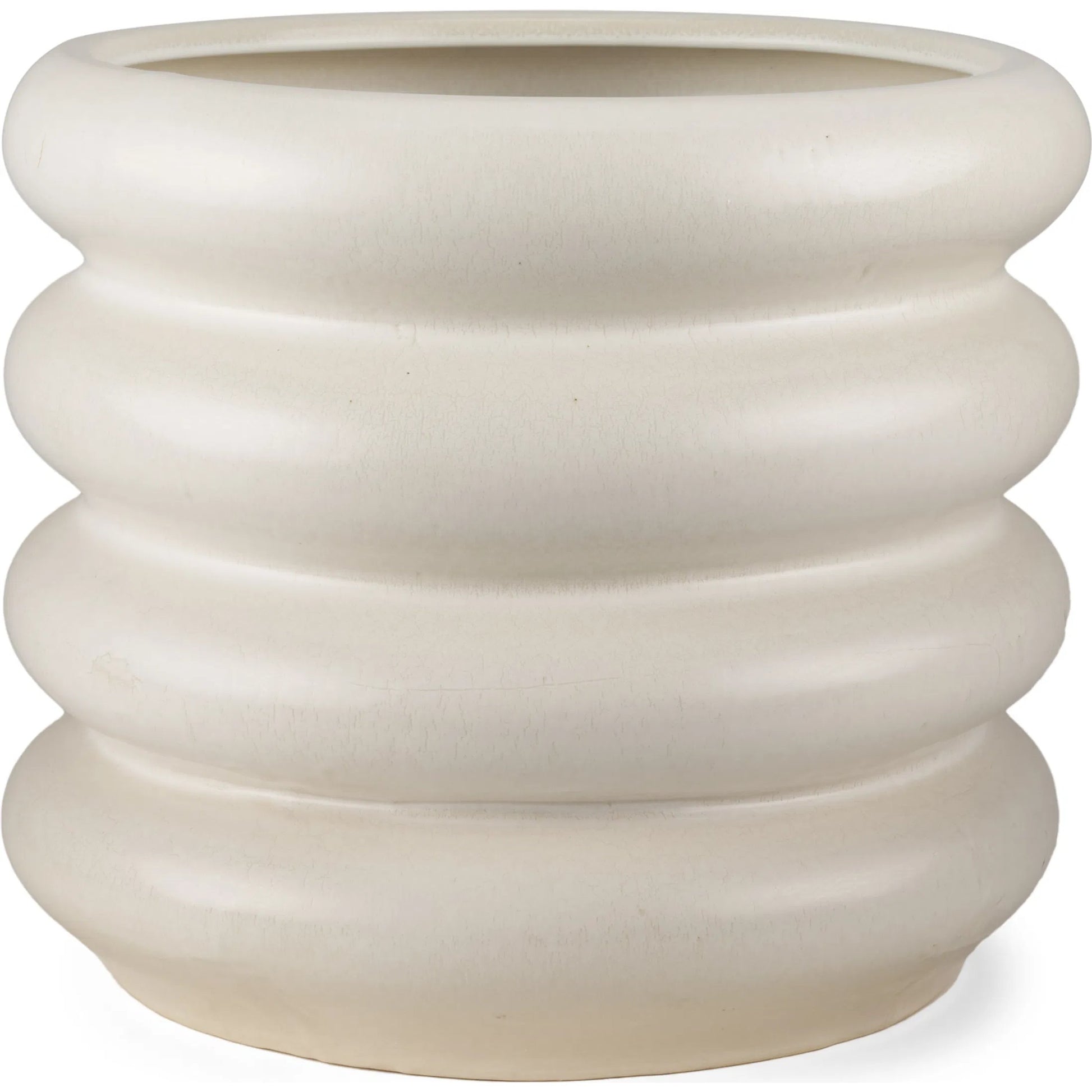 Twyla Glazed Floor Vase by Mercana in cream. Made from ceramic in a modern style.