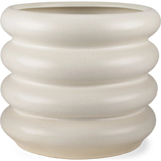 Twyla Glazed Floor Vase by Mercana in cream. Made from ceramic in a modern style.