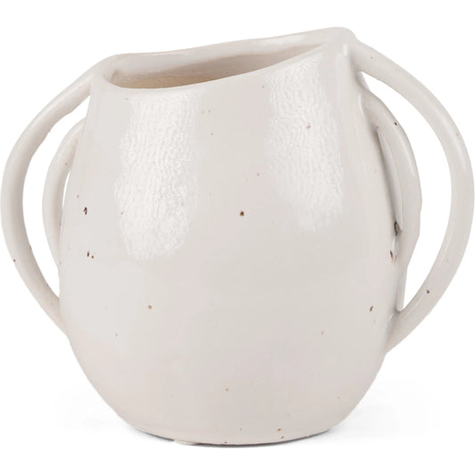 Urvi Asymmetrical Vase by Mercana in white. Made from ceramic in a rustic style.
