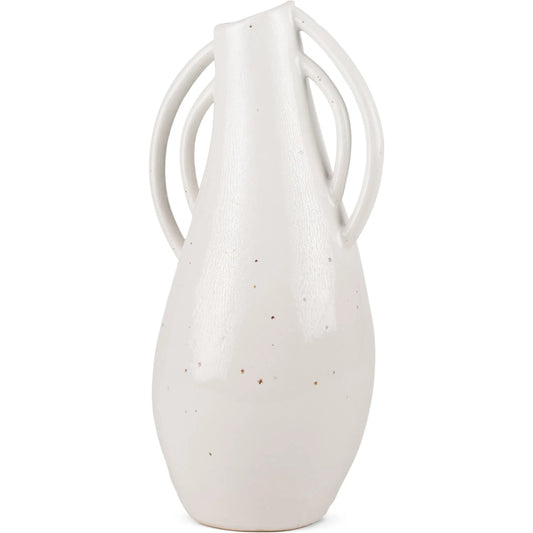 Urvi Asymmetrical Vase by Mercana in white. Made from ceramic in a rustic style.