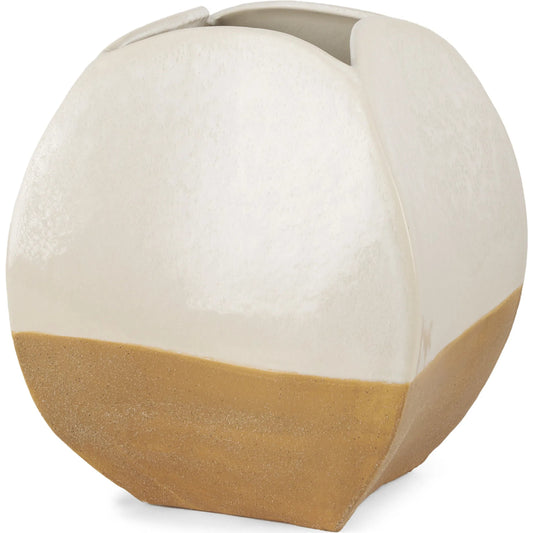 Vania Vase by Mercana in cream, tan. Made from ceramic in a unique style.