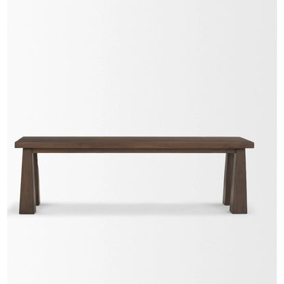 Wolcott Bench by Mercana in brown. Made from solid wood in a traditional style.