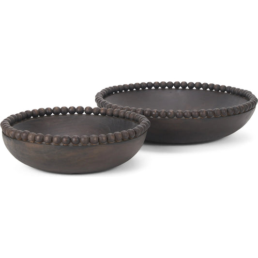 Wendell Beaded Round Bowls by Mercana. Made from solid wood in a unique style.