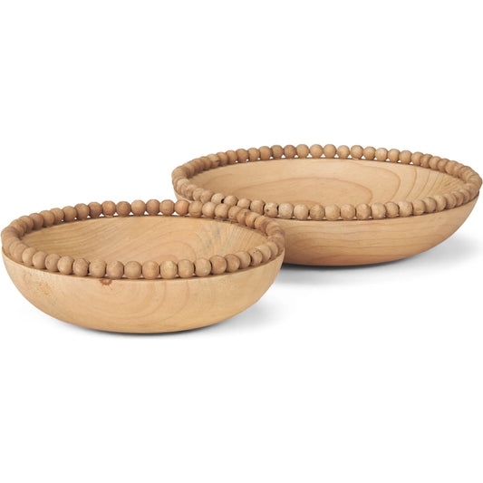 Wendell Beaded Round Bowls by Mercana. Made from solid wood in a unique style.