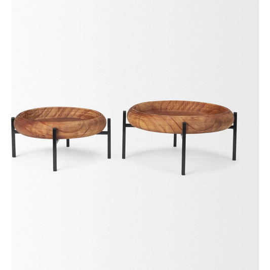 Wally Trays by Mercana in brown. Made from solid wood in a transitional style.