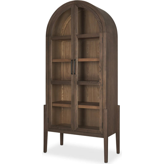 Teva Curio Cabinet by Mercana in medium brown. Made from manufactured wood in a unique style.