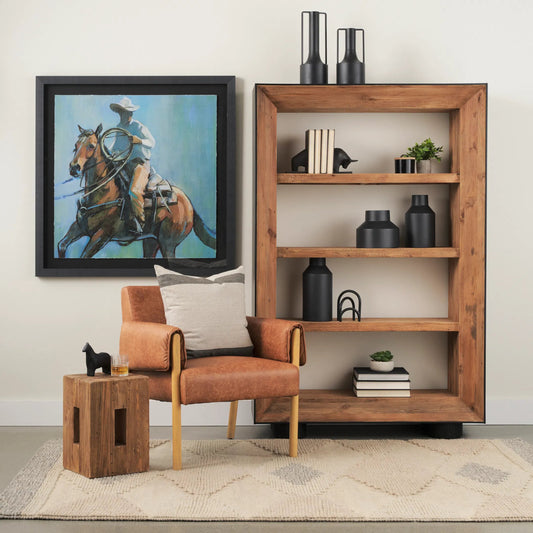 Tabor Bookcase by Mercana in brown. Made from manufactured wood in a unique style.