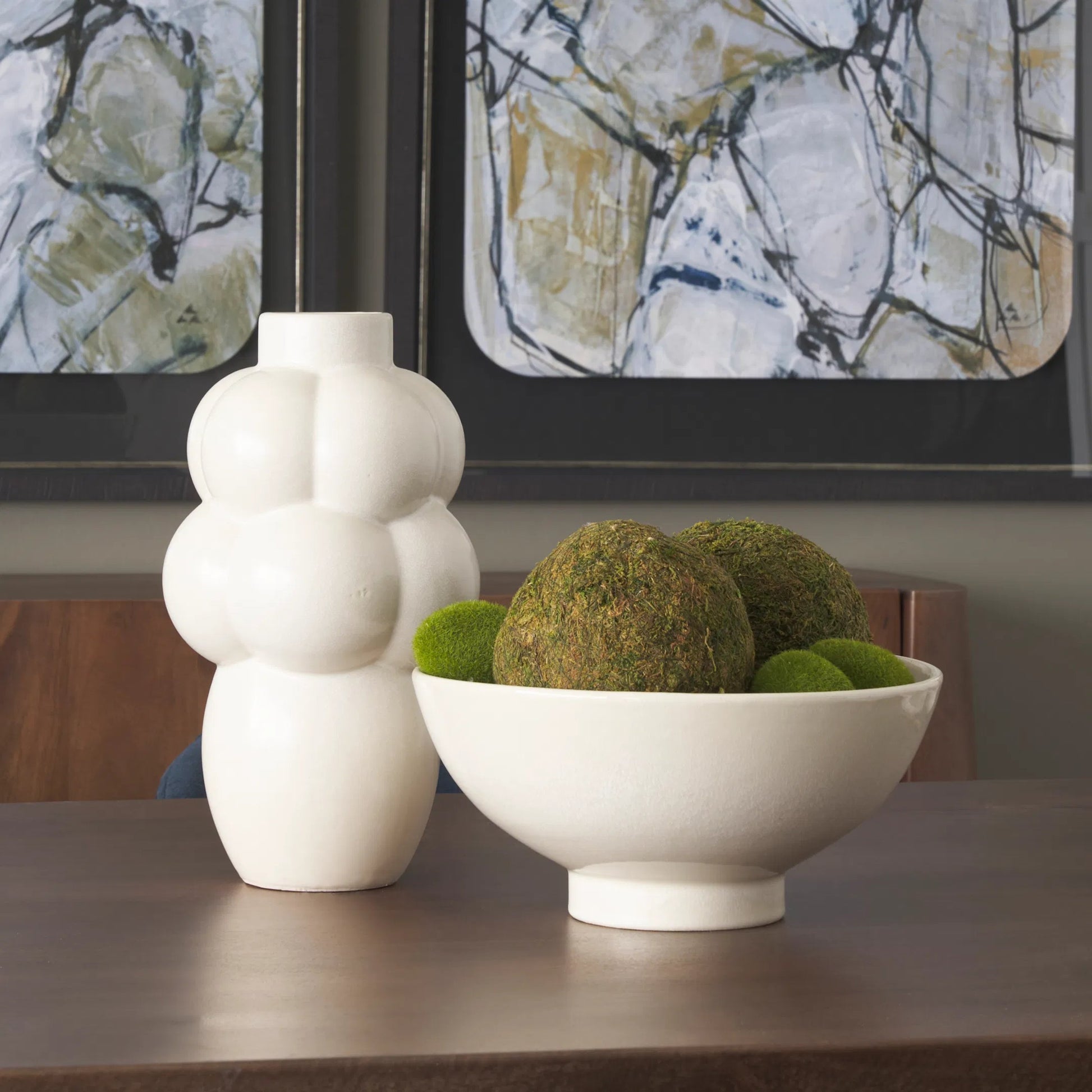 Ulvi Bubble Vase by Mercana in cream. Made from ceramic in a modern style.