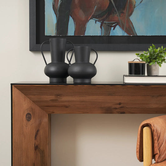 Tasya Vase by Mercana in black. Made from metal in a modern style.