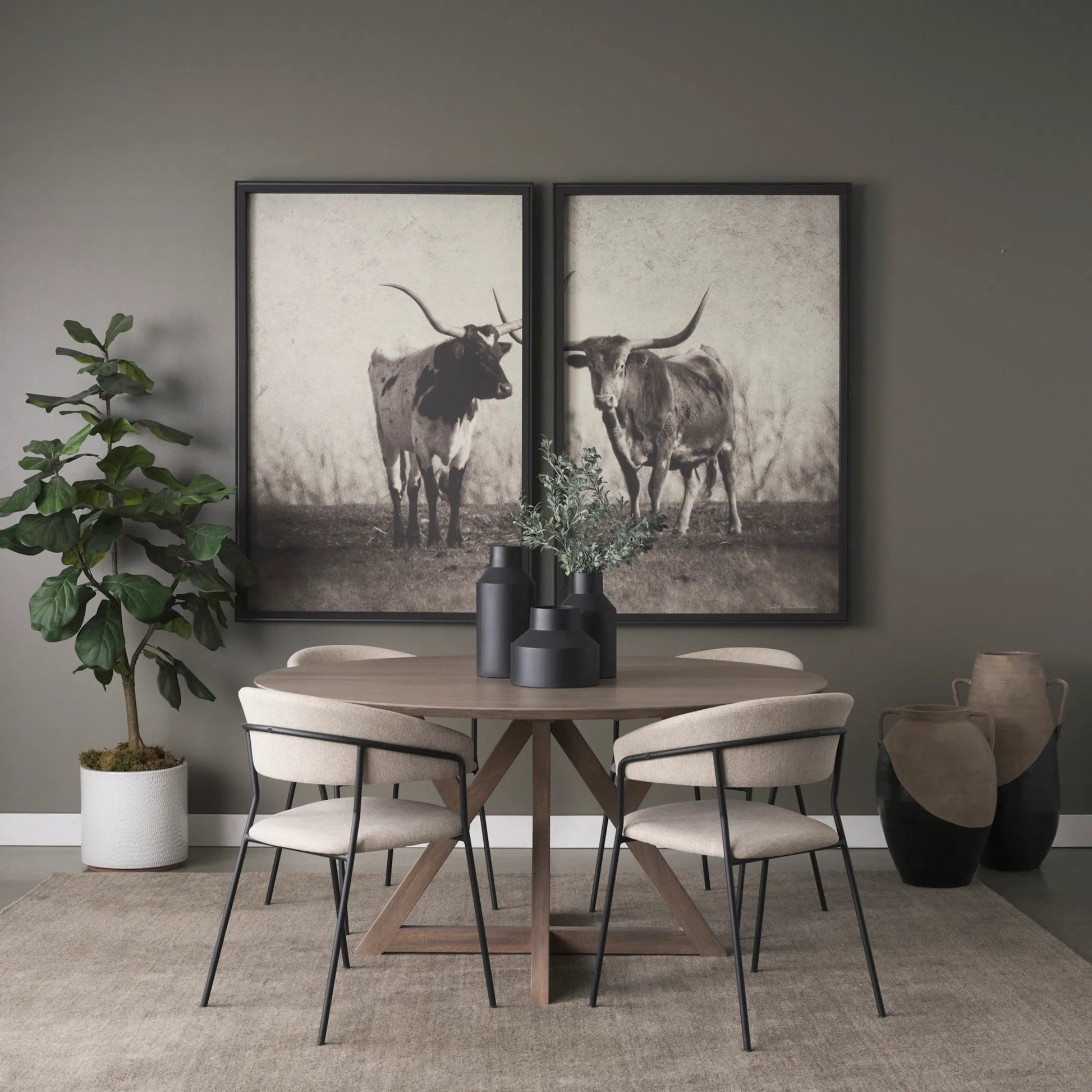 Jennings Dining Table by Mercana in brown. Made from solid wood in a modern style.
