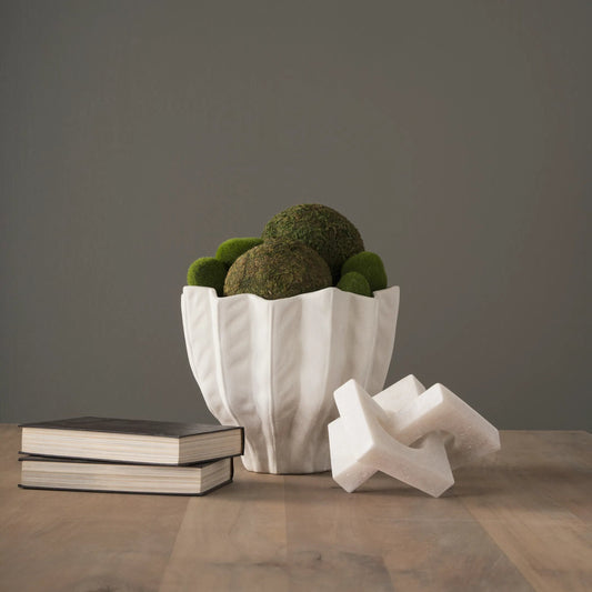 Daria Textured Sculptural Bowl by Mercana in white. Made from ceramic in a unique style.