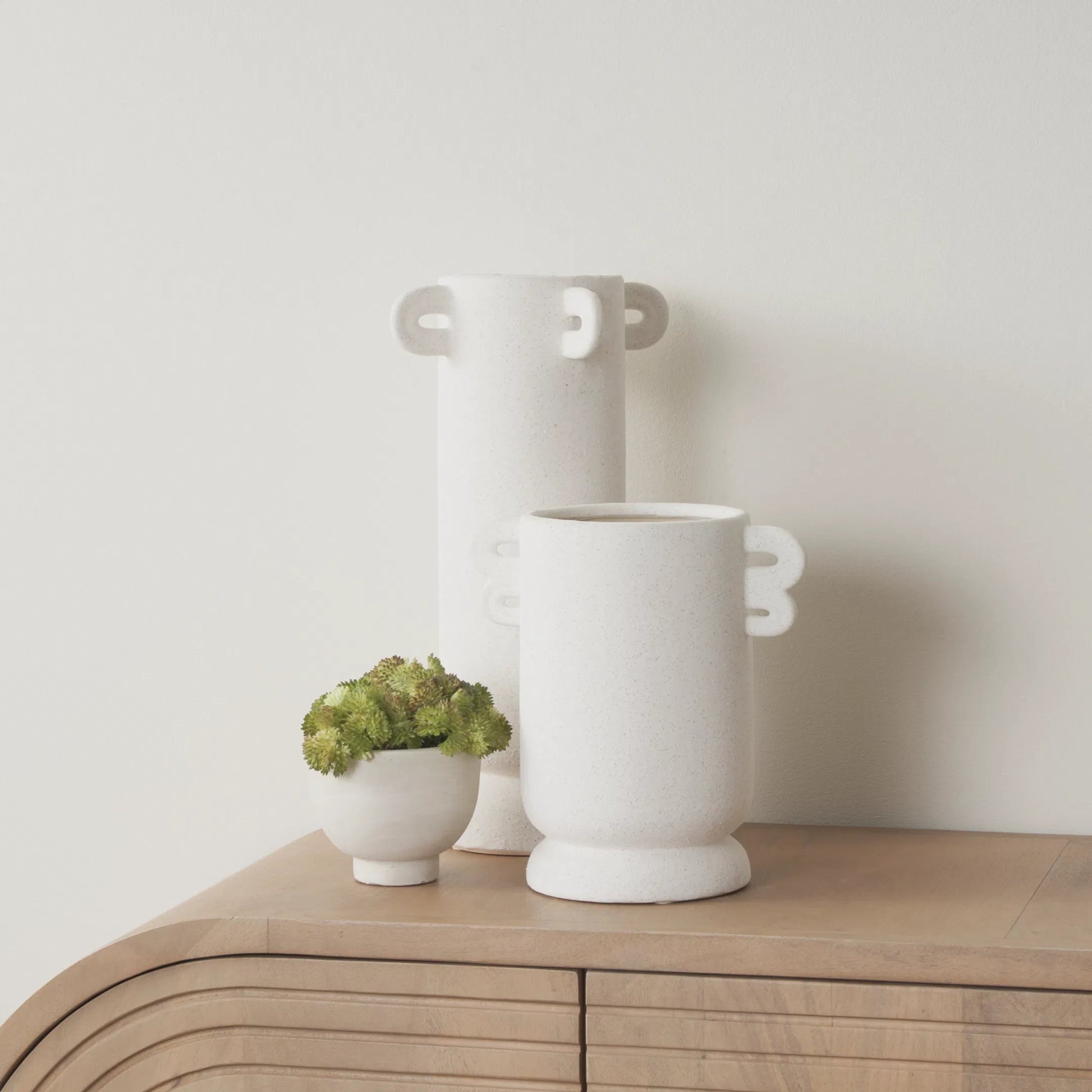Dylan Textured Vase by Mercana in white. Made from ceramic in a modern style.