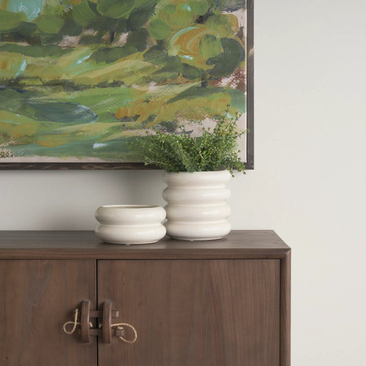 Twyla Glazed Ring Pot by Mercana in cream. Made from ceramic in a modern style.