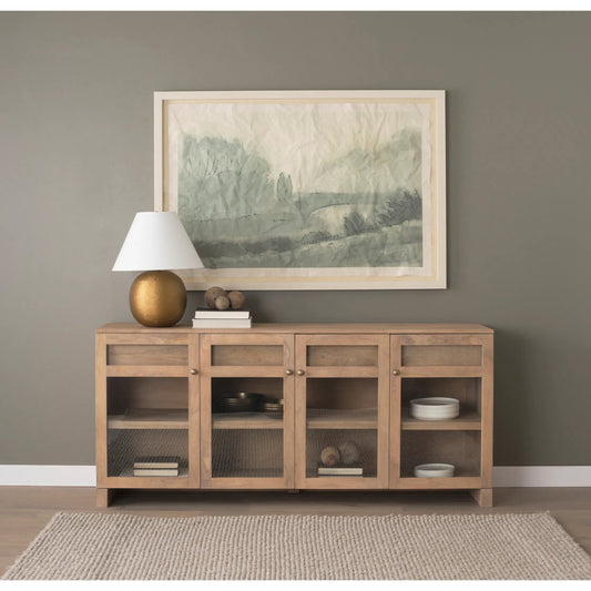 Suri Sideboard by Mercana in light brown. Made from solid wood in a unique style.