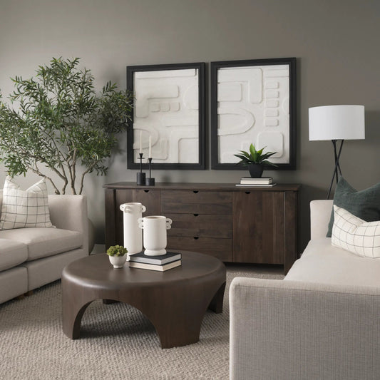 Shima Round Coffee Table by Mercana. Made from solid wood in a traditional style.