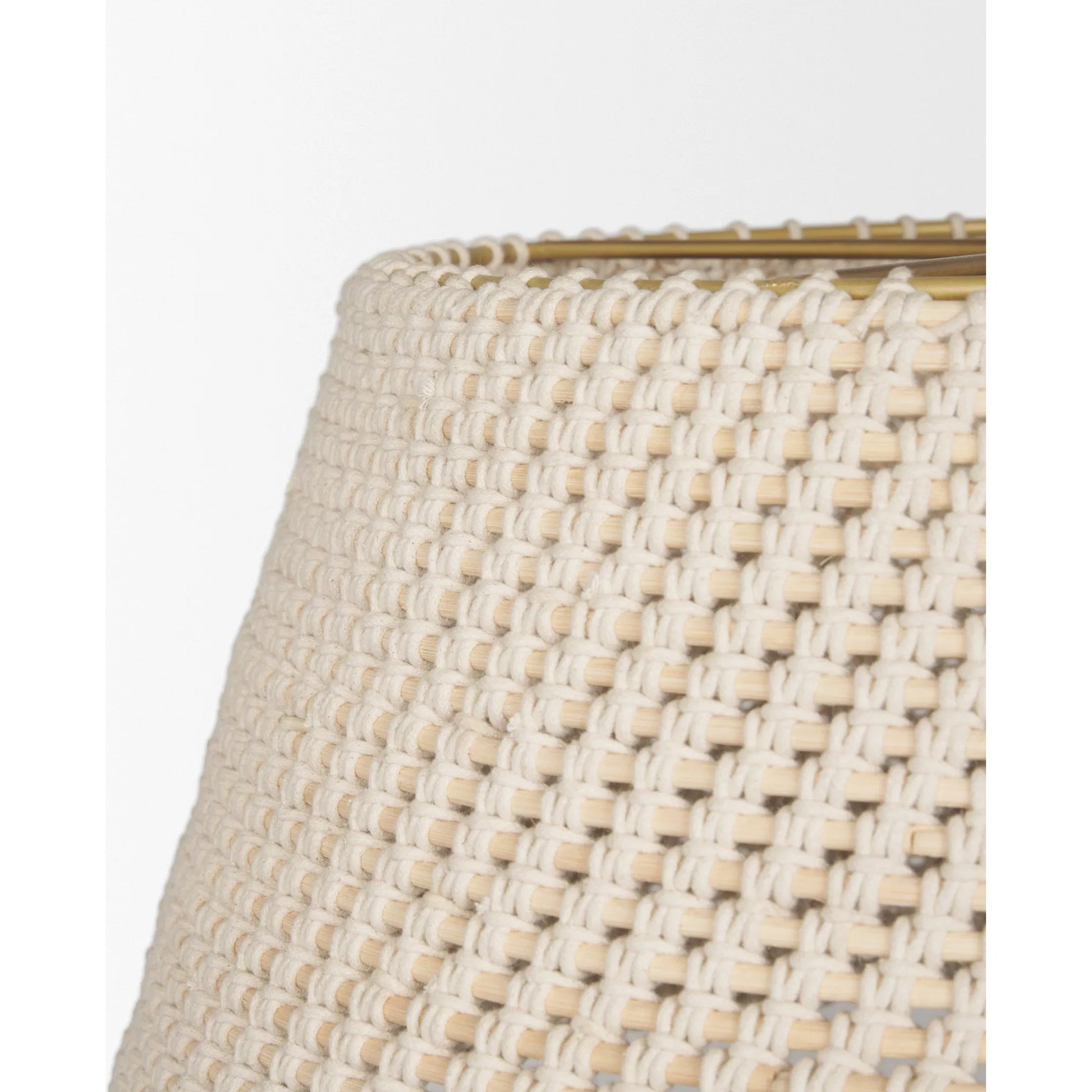 Tosha 1-Light Tapered Cotton Rope Drum Pendant by Mercana in cream. Made from rope in a rustic style.