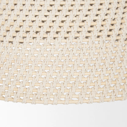 Tosha 1-Light Tapered Cotton Rope Drum Pendant by Mercana in cream. Made from rope in a rustic style.