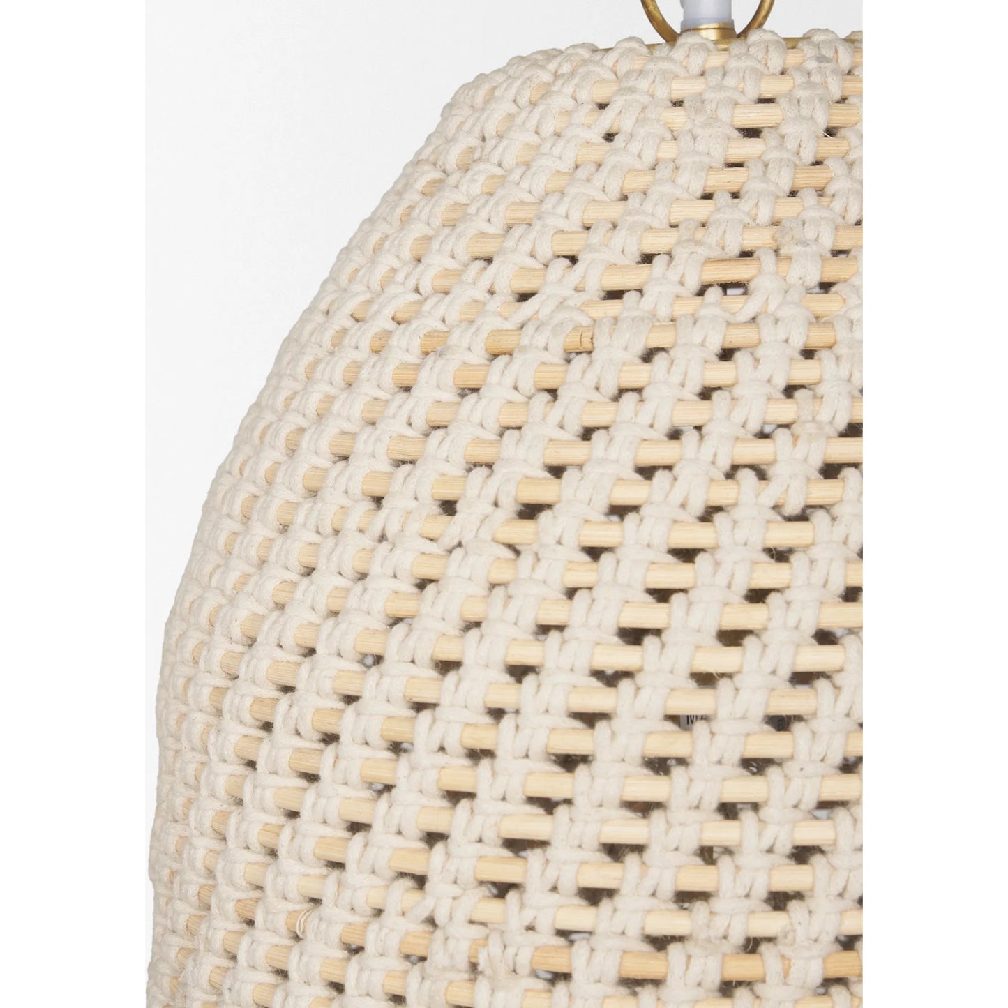 003 SI-2370581 | Closeup | Tosha 1-Light Cotton Rope Bell Pendant by Mercana in cream. Made from rope in a rustic style.
