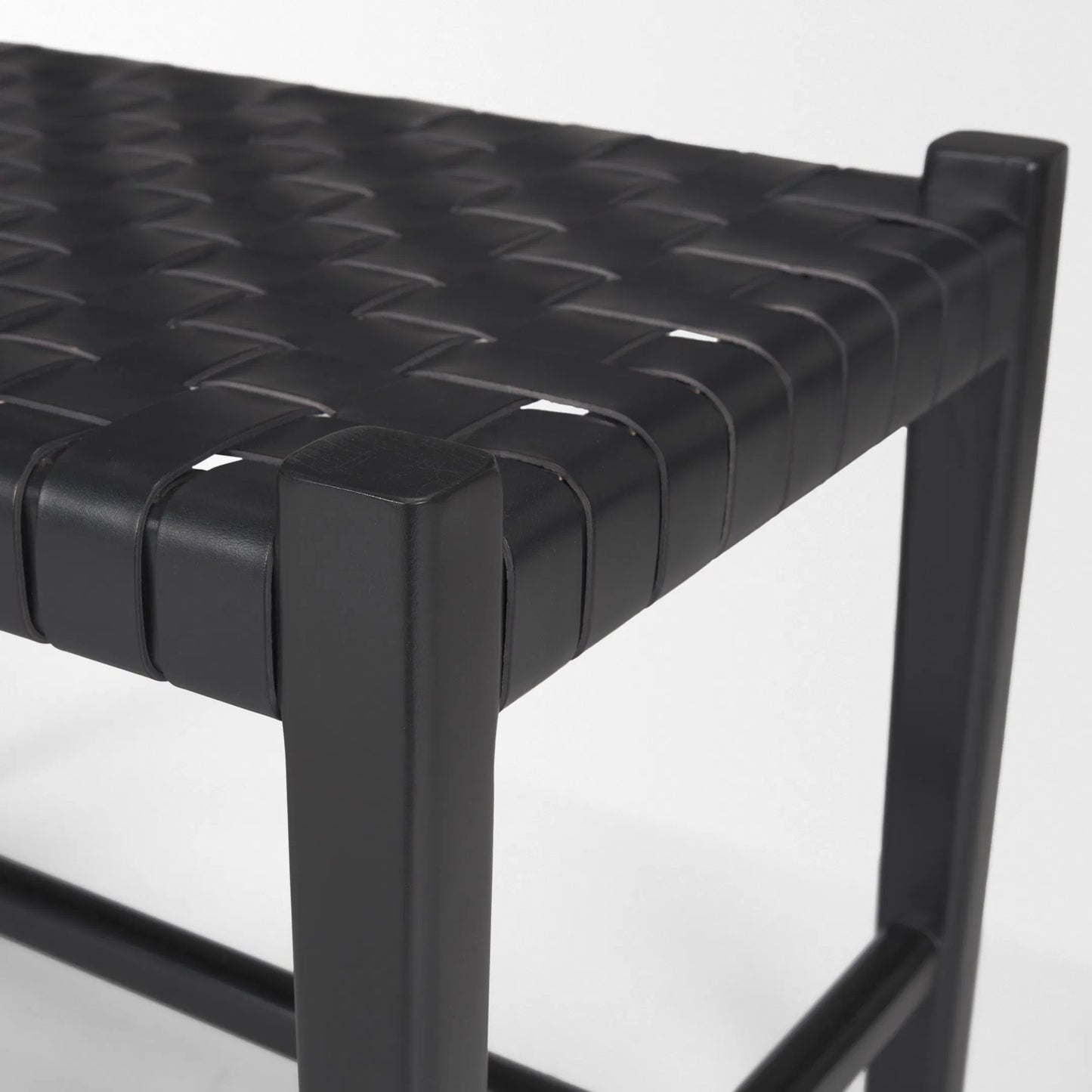 036 SI-2370493 | Closeup | Shane Bench by Mercana in black. Made from wood in a traditional style.
