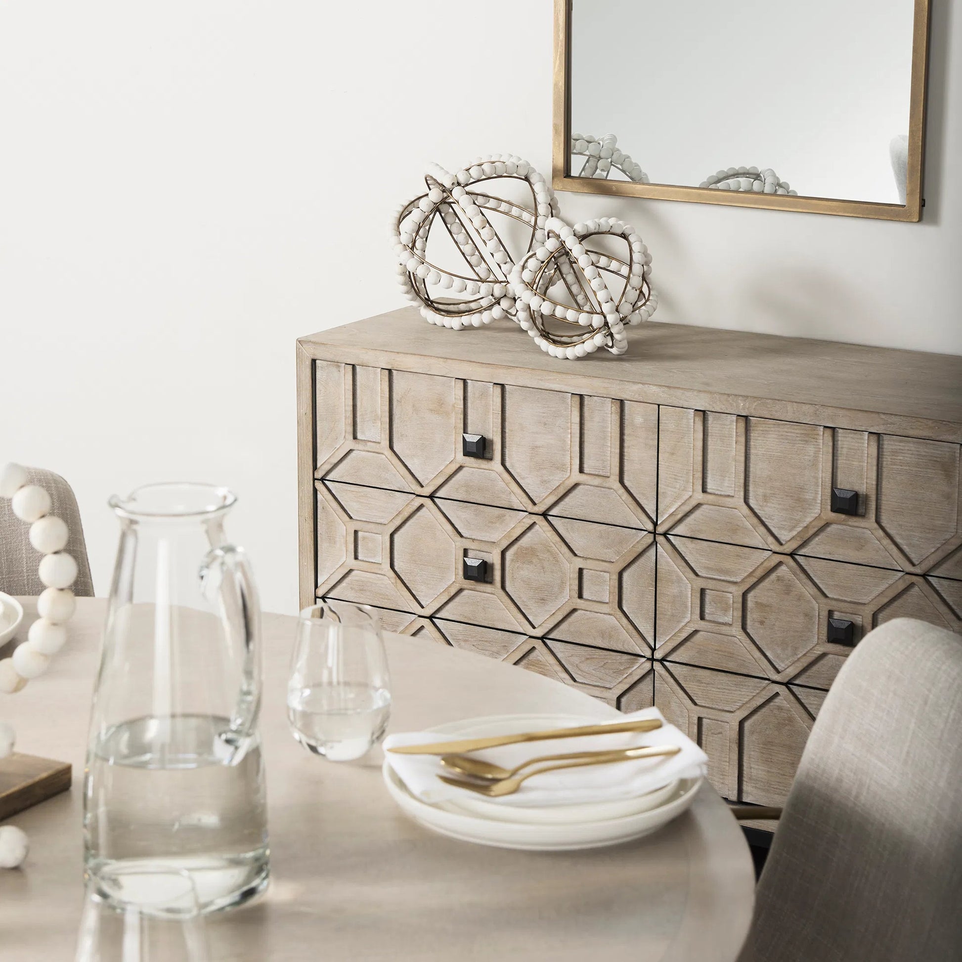 Genevieve Sideboard by Mercana. Made from metal, wood in a transitional style.