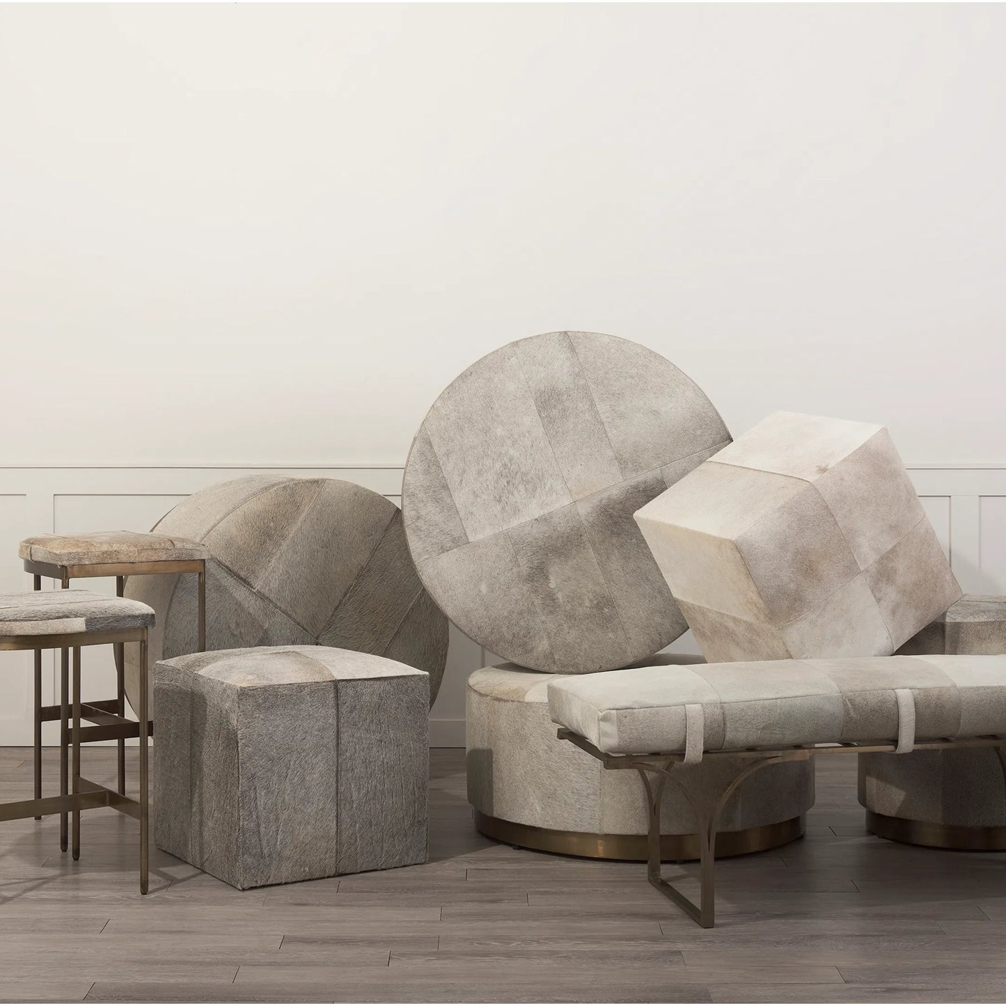 024 SI-1718034 | Lifestyle | Millie Hide Seat Bar/Counter Stool by Mercana. Made from metal in a unique style.