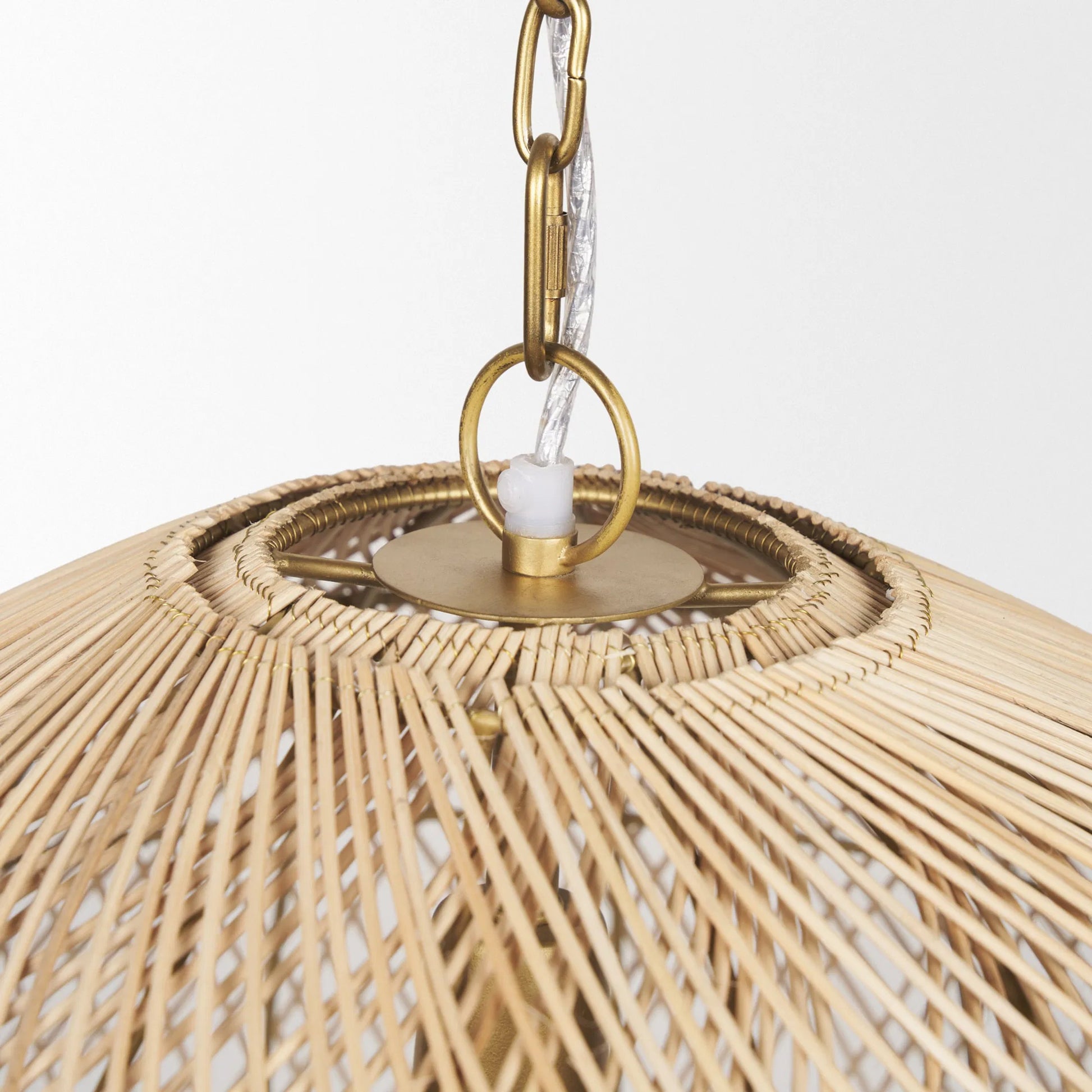 Thad 1-Light Natural Woven Rattan Dome Pendant by Mercana in natural. Made from rope in a rustic style.