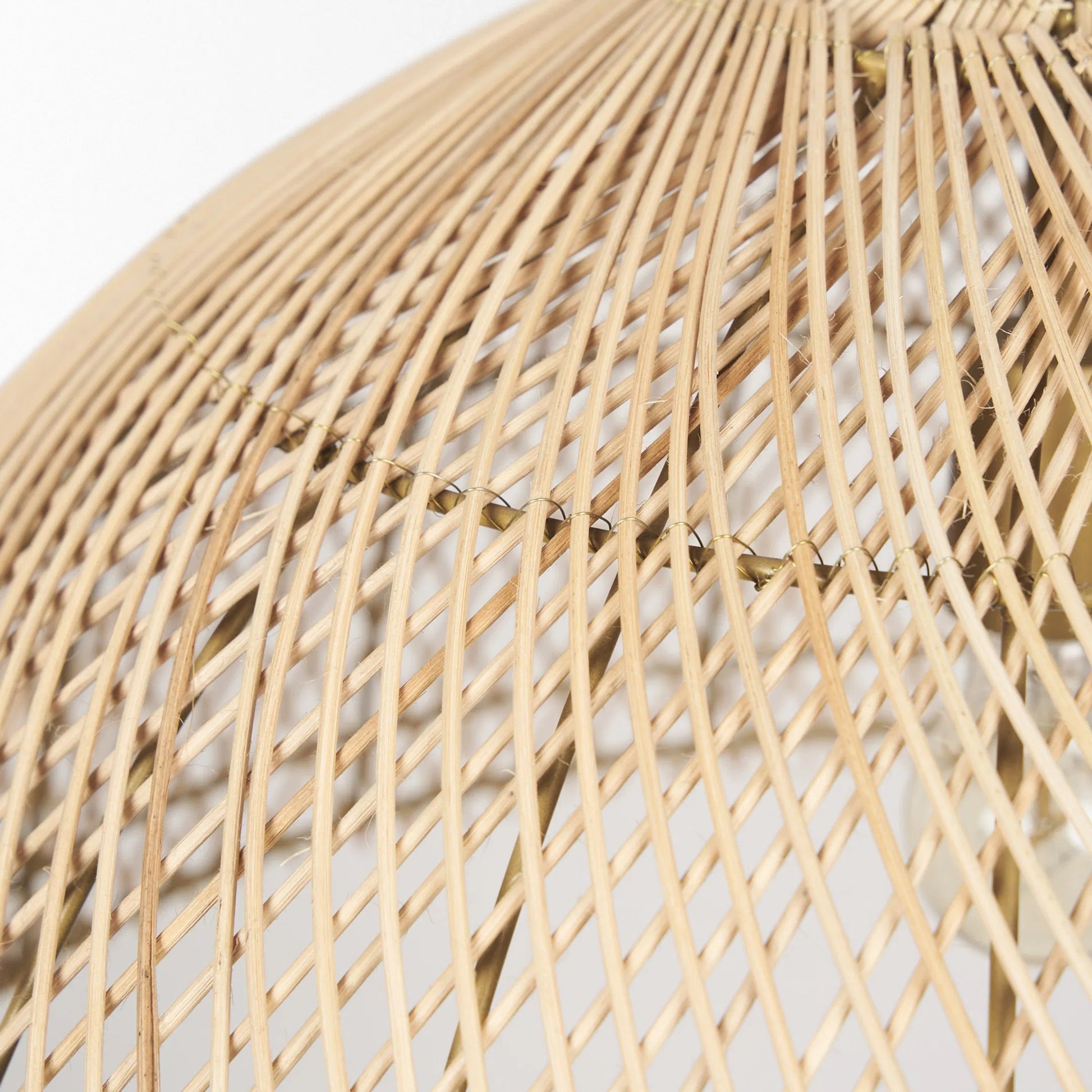 Thad 1-Light Natural Woven Rattan Dome Pendant by Mercana in natural. Made from rope in a rustic style.