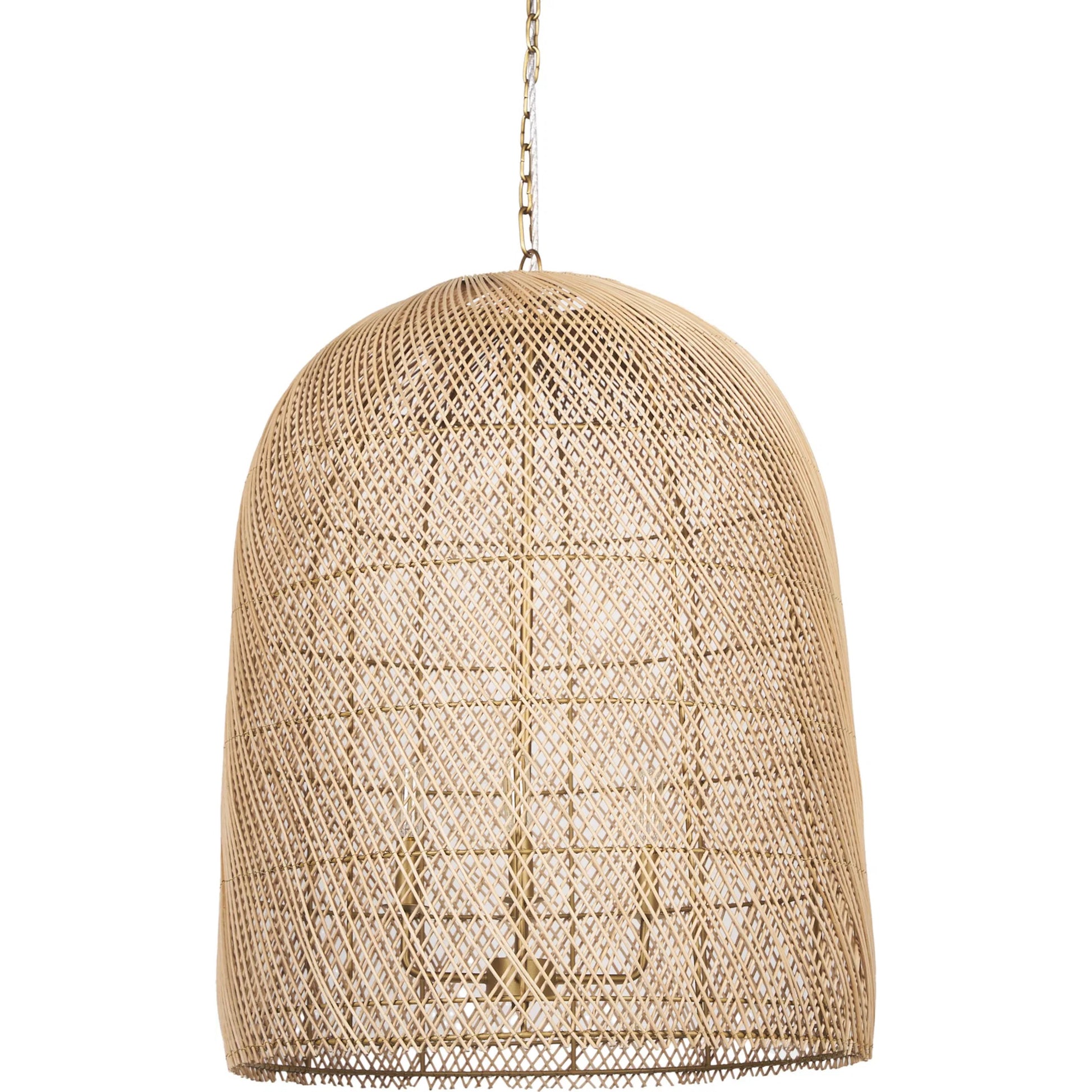 Thad 4-Light Natural Woven Rattan Foyer Chandelier by Mercana in gold. Made from metal in a rustic style.
