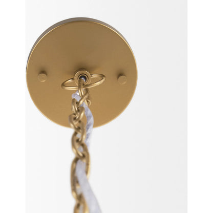 Thad 4-Light Natural Woven Rattan Foyer Chandelier by Mercana in gold. Made from metal in a rustic style.