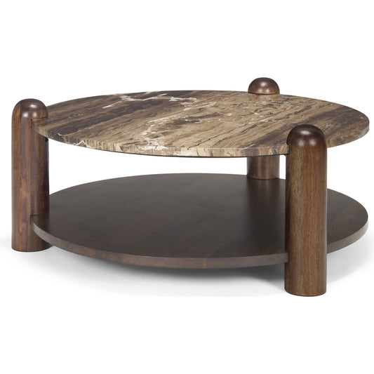 Jovia Coffee Table by Mercana in brown. Made from stone in a unique style.