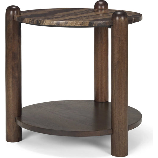 Jovia End Table by Mercana in brown. Made from stone, wood in a unique style.