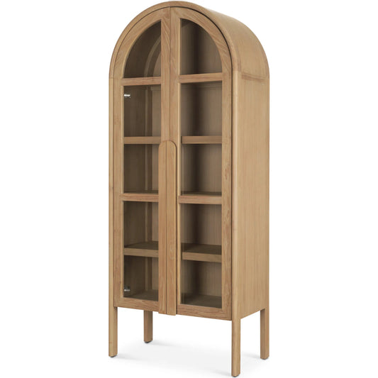 Callum Curio Cabinet by Mercana in brown. Made from manufactured wood in a transitional style.